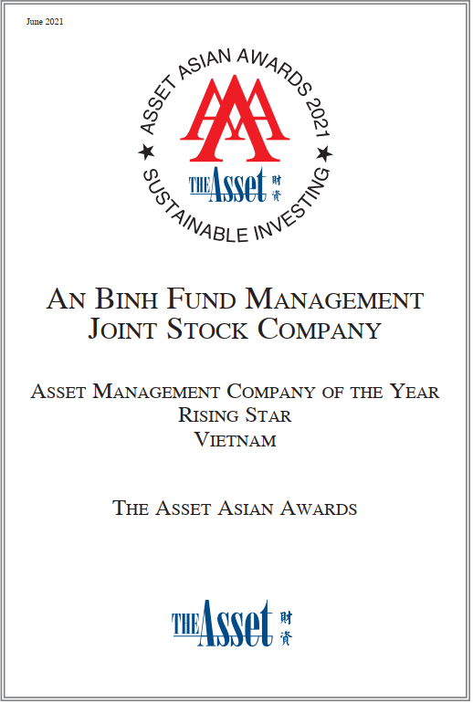 CTCP Quản lý Quỹ đầu tư chứng khoán An Bình (“ABF”) nhận giải Công ty quản lý quỹ triển vọng Việt Nam (Rising Star - Asset Management Company of the Year) năm 2021 do The Asset Triple A xếp hạng khu vực Châu Á